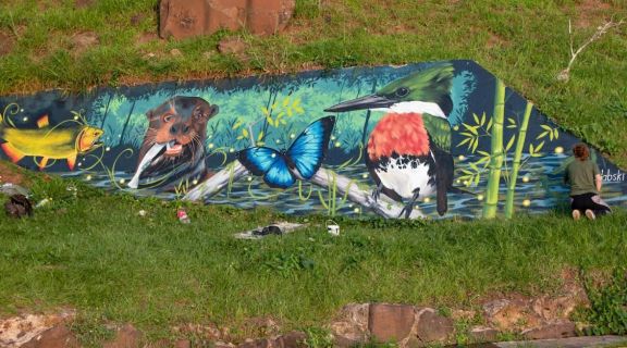 Eldorado: pintaron mural en el puerto para la concientización ambiental