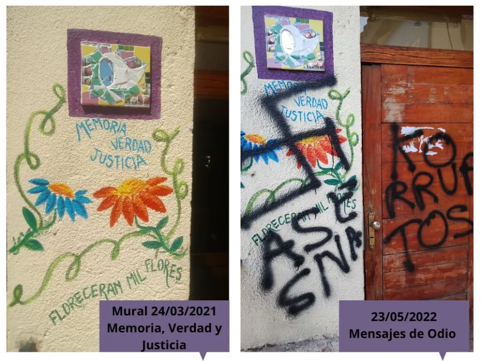 Las esvásticas fueron pintadas sobre los murales por la Memoria.