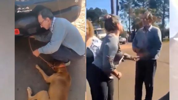 Maltrato animal: Vecinos rescataron a un perro que era arrastrado por una camioneta 