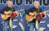 En pleno 'locrazo', Fernández agarró la guitarra, cantó y le tiró un palito a CFK [VIDEO]