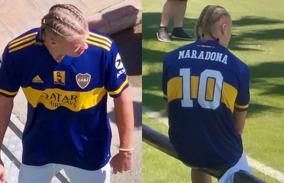 ¿Qué dirá Julián Álvarez? Aparecieron nuevas fotos de Haaland con la camiseta de Boca