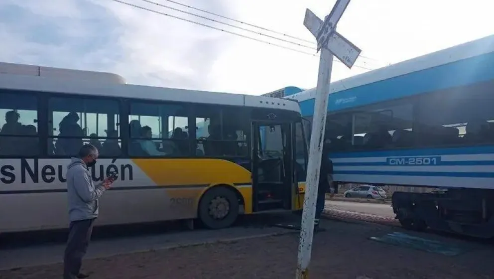 ¿Cómo no lo vio? Un colectivo chocó contra el Tren del Valle
