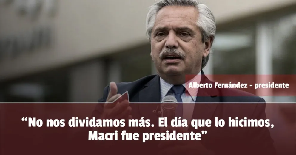 Alberto pidió la unidad en un mensaje a Cristina 
