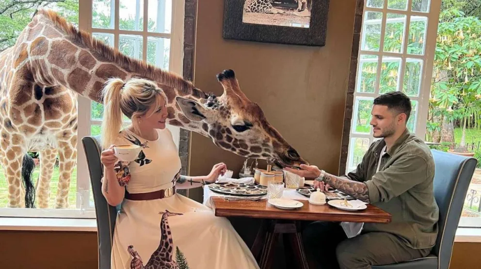 Mauro Icardi y Wanda Nara emprendieron una aventura rodeados de jirafas