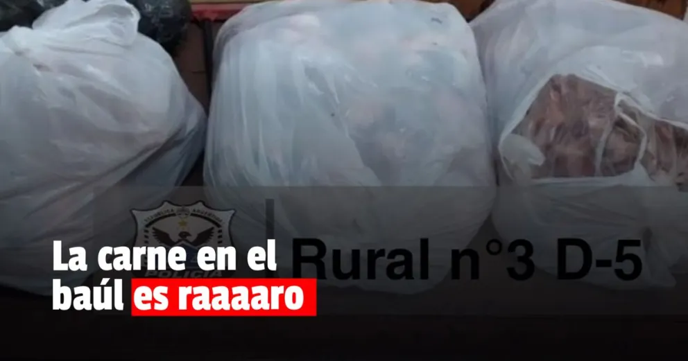 Detuvieron a dos hombres por trasladar varios kilos de carne en el baúl del auto