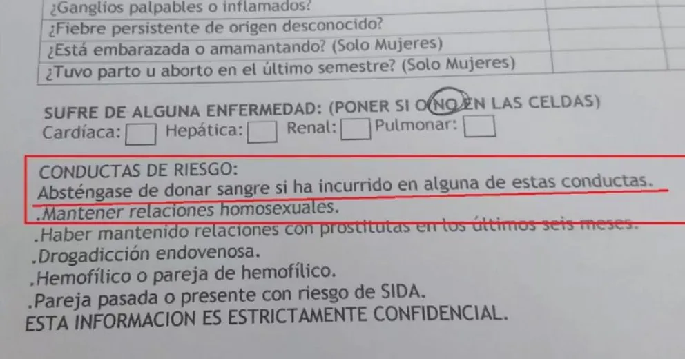 Denunció que fue a donar sangre y le preguntaron si era homosexual