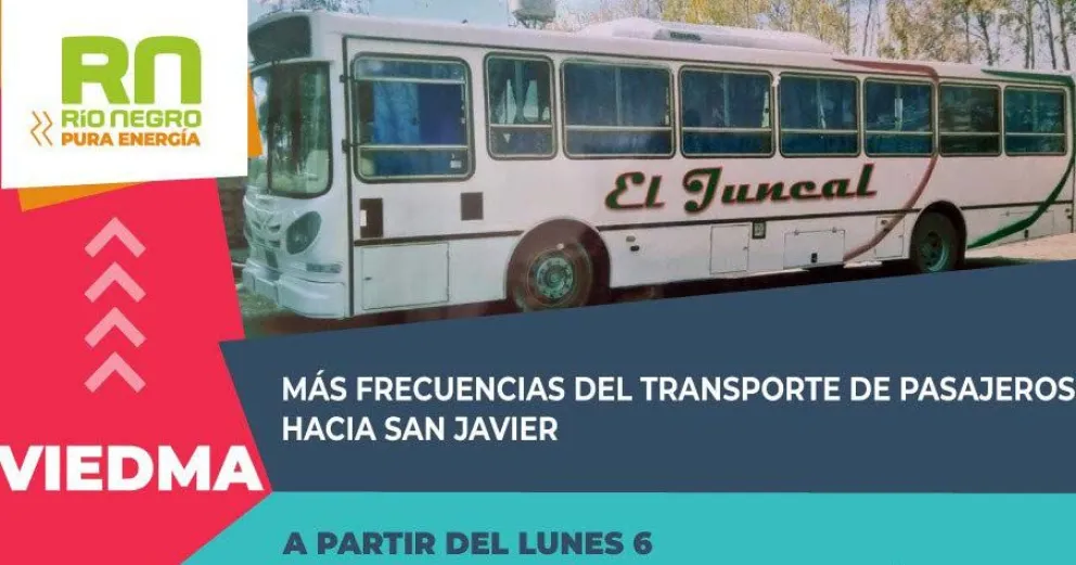 Desde el lunes habrá más frecuencia en el transporte entre Viedma y San Javier