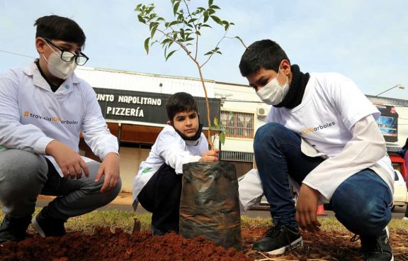 Alumnos de primaria plantaron mil árboles y juraron lealtad ambiental