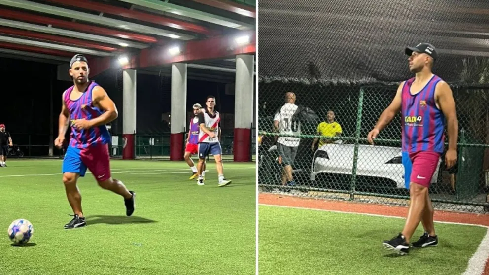 Volvió a las canchas: el Kun Agüero jugó un picado de fútbol en Miami