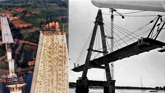Mirá las fotos inéditas de la construcción del puente internacional San Roque González de Santa Cruz