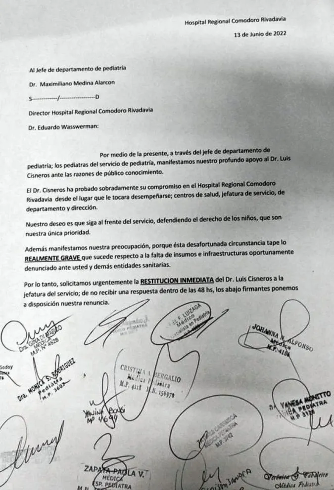 Preocupación y advertencia sobre renuncia masiva de pediatras en el Hospital Regional