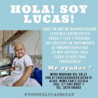 Pedido solidario para Lucas: lucha contra una leucemia y necesita ayuda