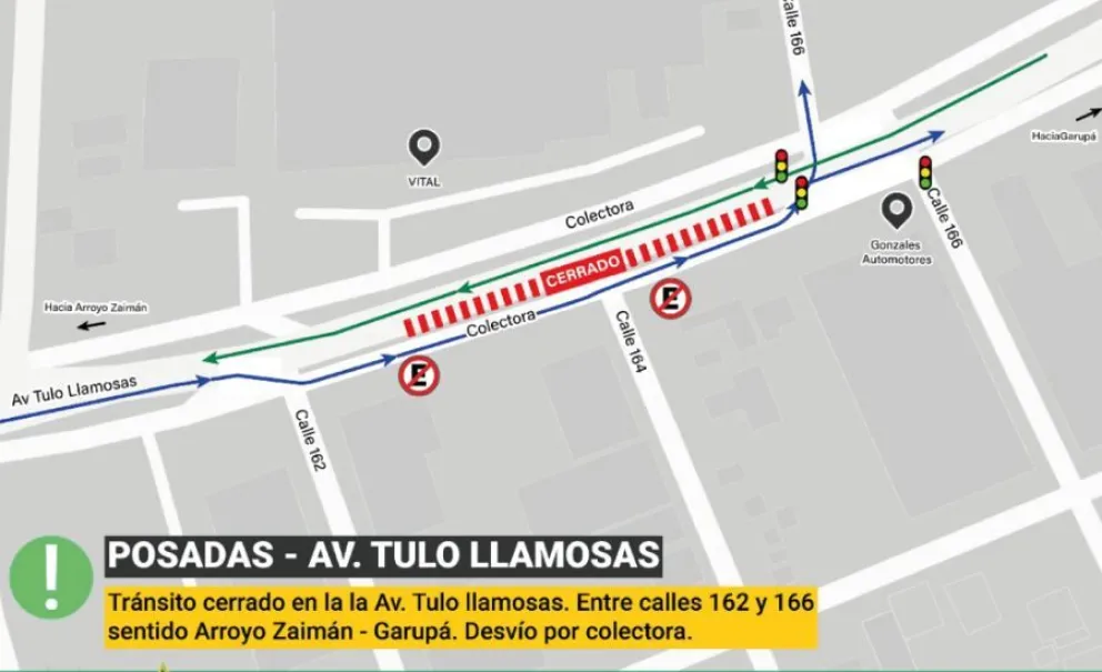 Posadas: tránsito interrumpido sobre avenida Tulo Llamosas