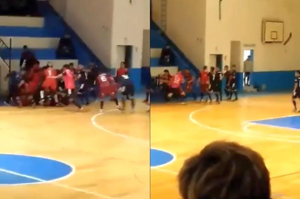 Video: un partido de futsal en Trelew terminó en una batalla campal