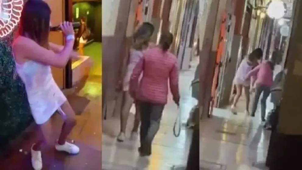 VIDEO: una mujer sacó a su hija a “cinturonazos” del boliche  