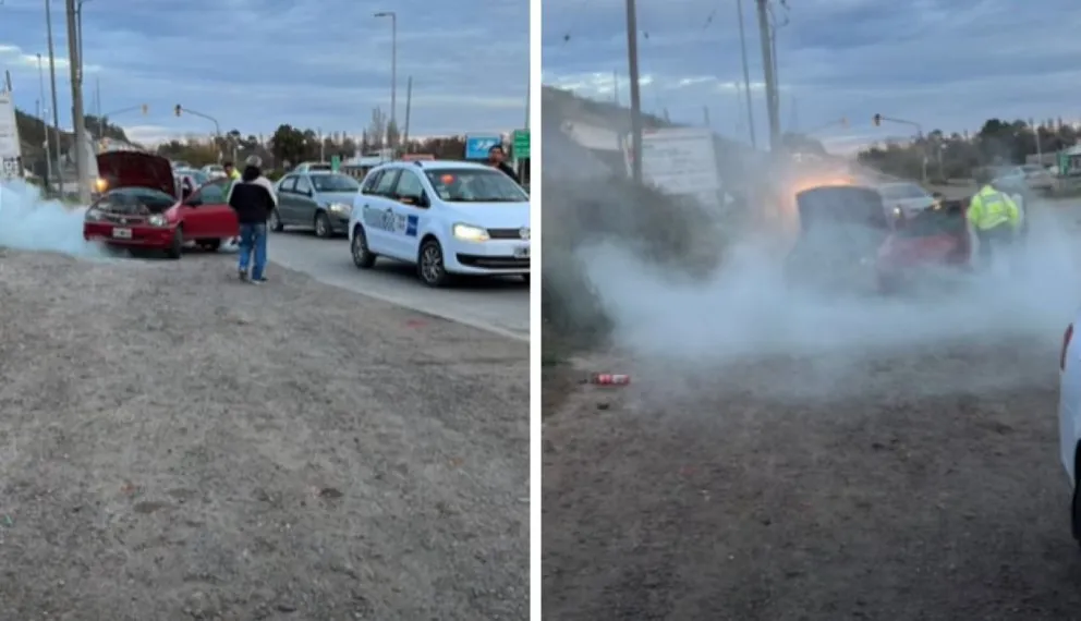 Tensión en la bajada del Puente Viejo por un auto con principio de incendio 