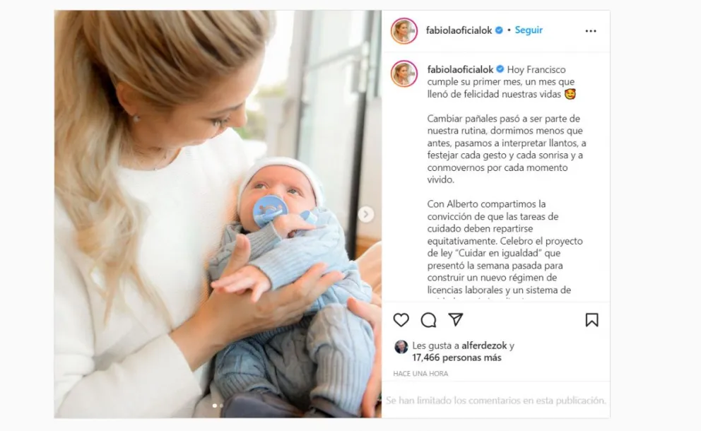 Fabiola Yañez publicó una foto de su hijo