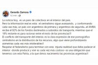 “El conflicto del transporte es la expresión de ese pornográfico centralismo en la distribución de recursos”, aseguró Zamora